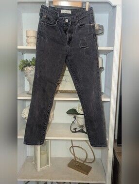 TRAVE Black Washed Straight-Leg Jeans Women